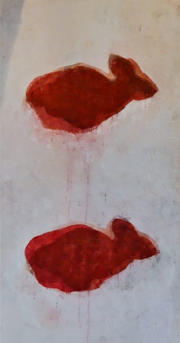 Lagomorphes-rouges-peinture-tableau