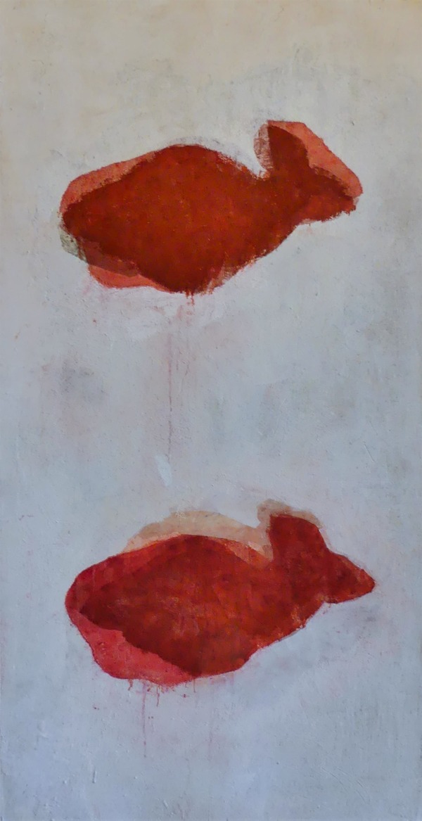 Peinture-tableau-lagomorphes-rouges